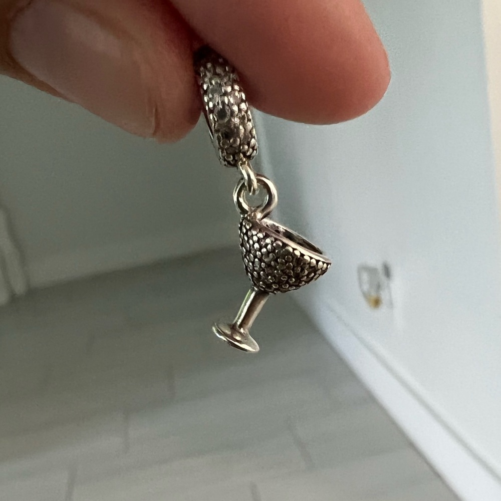 Pavé Cocktail Glass Dangle Charm